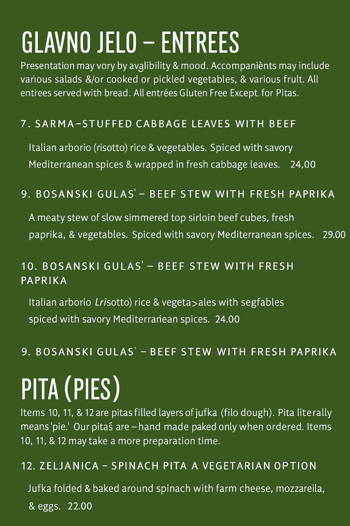 menu